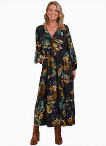 Dresses: Eb & Ive Elsie Maxi Dress Botanical Black