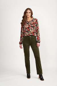 Pants: Vassalli Full Length Pinwhale Cord Pant Deep Sage