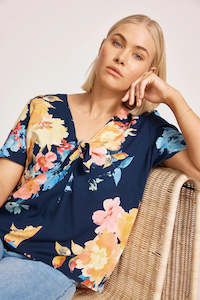 Eb Ive: Eb & Ive Parisio Tie Top-Indigo Bloom