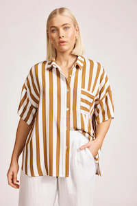 Eb & Ive Treville Stripe Shirt- Caramel OS