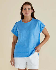 Tops: Betty Basics Shirley SS Tee-Blue
