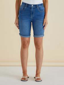 Betty Basics Bonnie Bermuda Denim Indigo Mix