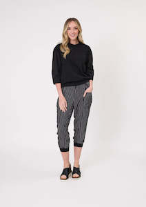 Lemon Tree: Lemon Tree Harem Pant Black and white Stripe