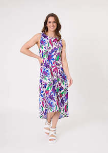 Lemon Tree: Lemon Tree Ana Dress Cobalt Print