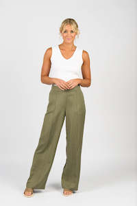 Pants: Vassalli Wide Leg Pant - Sage
