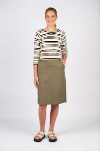 Vassalli Flat Front Pull on Skirt-Army