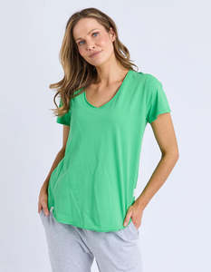 Tops: Elm Pima Vee Tee Spring Green