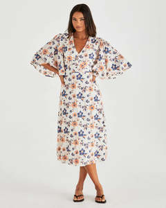 Dresses: Sass Luca Dress Floral Embroidery Navy