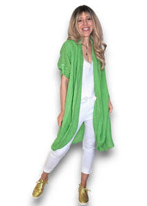 Tops: Helga May Bright Green Linen cover up