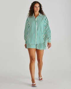 Tops: Sass Henri Shirt Green Stripe