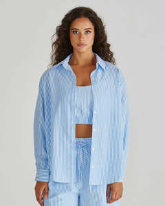 Tops: Sass Alani Shirt-Blue White Stripe