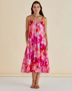 Betty Basics Harriet Dress Floral Abstract Print Pink