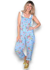 Pants: Helga May Baby Blue Wild Daisy Tie it your way-jumpsuit