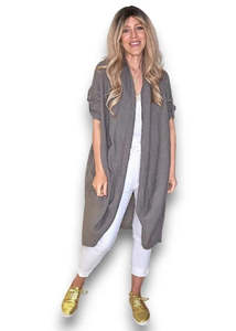 Coats Jackets: Helga May Mocha Linen Cover up