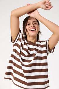 New Arrivals: Haven Columbus Stripe Tshirt Brown