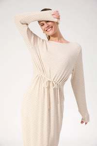 Haven Levi Stripe Tshirt Dress Latte