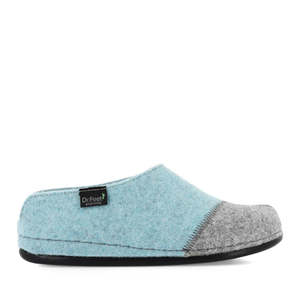 Footwear: Dr Feet Hilda Light Blue/Grey Slipper