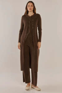 Betty Basics: Betty Basics Nash Knit Long Cardigan Espresso Brown