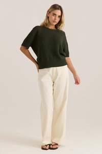 Pants: Sass Nuala Wide Leg Jean Parchment