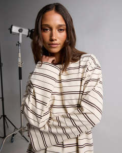 Silent Theory Striped L/S Tee-Chocolate