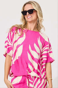 Tops: Lemon Tree Alessa Print Top Floral Fuchsia
