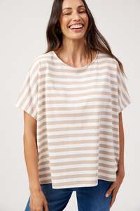 Tops: Haven Kos Stripe Tshirt Sand