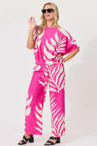 Lemon Tree: Lemon Tree Marie Pants Floral Fuchsia
