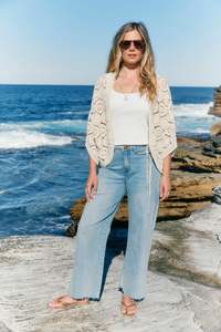 Outerwear: Isle of Mine Maggie Crochet Cape Canvas OS