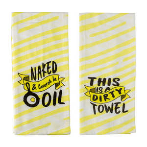 Kitchen Gear: Naked & Covered in Oil Tea Towel