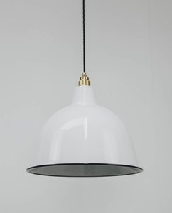 Products: Modern Cloche White Pendant Light - 360mm - Loftmotif Enamel Lighting