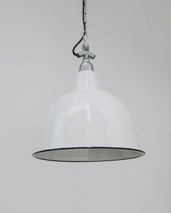 Products: Cloche White Pendant Light - 360mm - With Black Trim - Loftmotif