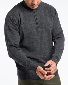 Knitwear: Elmer 1/4 Zip Merino Pullover Charcoal