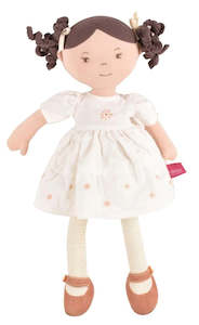 Dolls: Linen Collection: Cecilia - Dark Brown Hair with Cream Linen Dress
