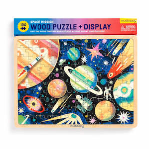 Wooden: Space Mission 100 Piece Wood Puzzle + Display