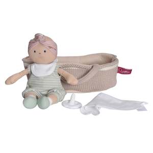 Remi, Carry Cot, Knitted with Baby, Soother and Blanket - Light Skin Doll