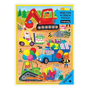 Mudpuppy: Construction Site Birthday Greeting Card Puzzle