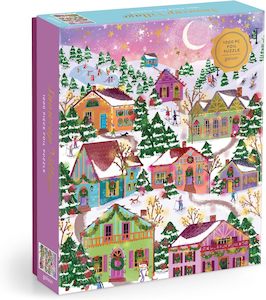 Galison: Joy Laforme Snowcap Village 1000 Piece Foil Puzzle