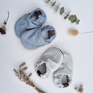 shoes: Linen Slip-on Shoes - Chambray