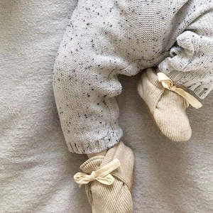 Organic Rib Booties - Oatmeal only size 12-24 months left
