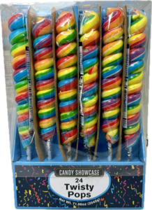 Rainbow Twisty Pops 85gm Box of 24 - Lollies Online