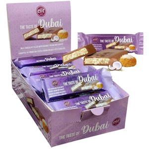 Products: Elit Dubai Coconut Chocolate 24x 30g Bars - Short Date (Best Before 03 August 2026) - Lollies Online