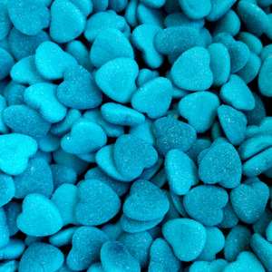 Single Colour Lollies: Blue Raspberry Hearts