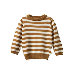 All Brands: Nature Baby | Merino Knit Pullover | Toffee Bold Stripe