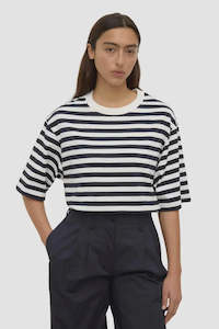 Clothing: Monte Stripe Cotton Short Sleeve Tee | True Navy/White Stripe