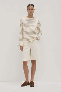 Bonnie Long Sleeve Tee | White/Tan