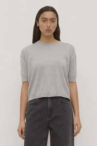 Vanya Cotton Cashmere Boxy Knit Tee | Grey Marle