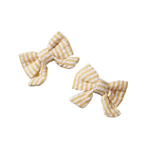 Nature Baby | Bow Hair Clips 2 Pack | Golden Stripe