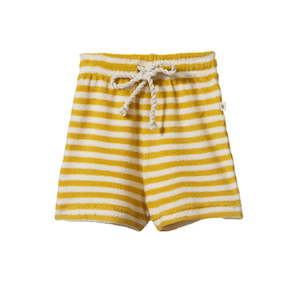 Kids Clothing: Nature Baby | Aubrey Shorts | Golden Sea Stripe