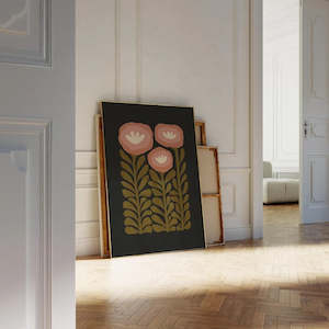 Green and Black Floral Print (Portrait)