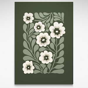 Open Edition: Dark Green Abstract Flower, Print